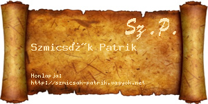 Szmicsák Patrik névjegykártya